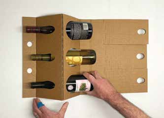 Three bottles loaded into the folded protective insert