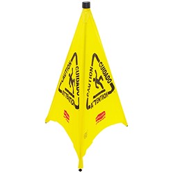 Wet Floor Safety Cone - 3-Sided Multilingual Pop-Up Cone